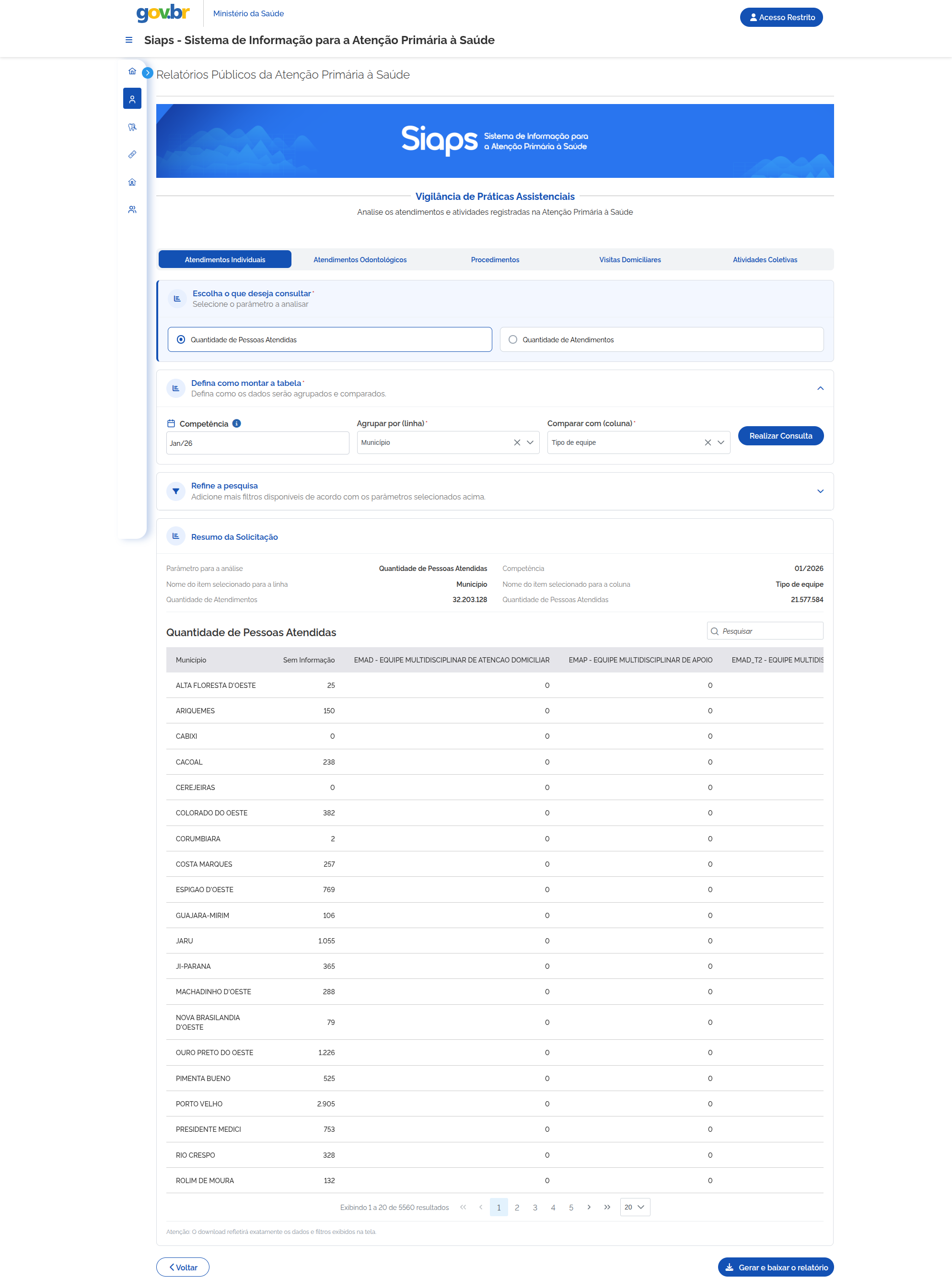 Figura da tela de Atendimentos Individuais - Consulta